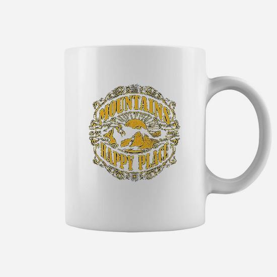 Mountains Are My Happy Place Cool Vintage Hiking Camping Coffee Mug -  Seseable
