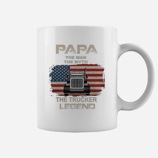 Men Papa The Man The Myth The Trucker Legend Truck Driver T-Shirt