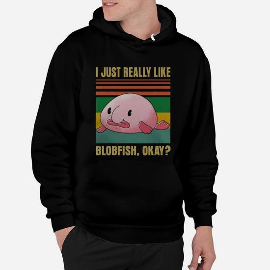 Blobfish Blobby Fishing Retro Vintage Hoodie Seseable UK