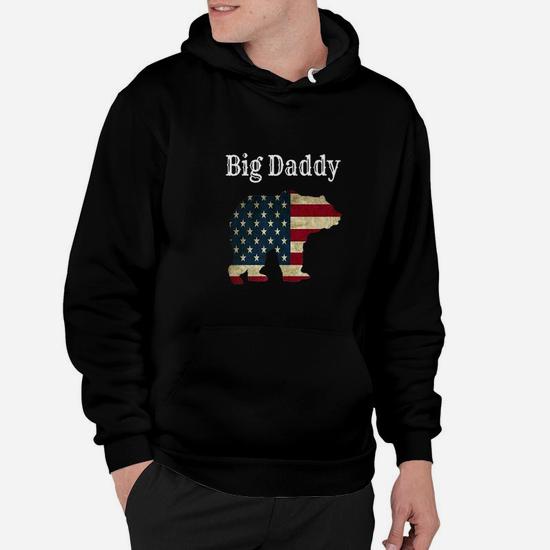 Mens Big Daddy Patriotic Bear Us Flag Hoodie Seseable UK