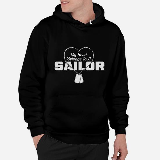 Navy Wife Girlfriend My Heart Belongs To A Sailor Hoodie Seseable UK