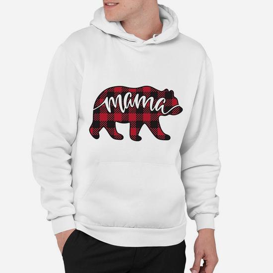 Buffalo plaid mama bear hoodie sale