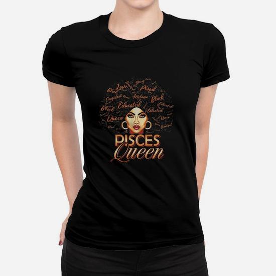 Pisces Zodiac Birthday Afro Gift T-Shirt For Black Women
