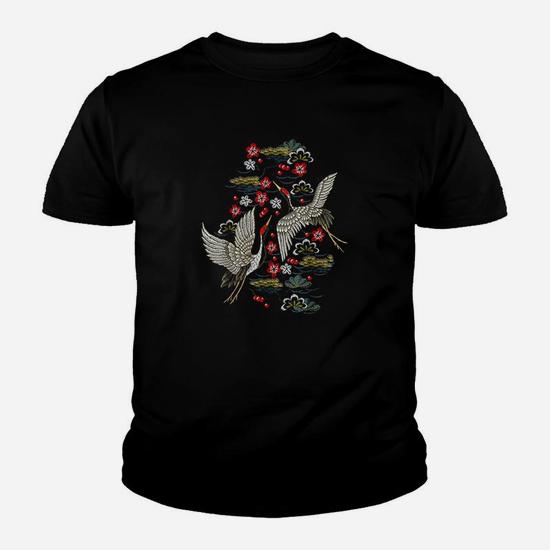 Crane & Cherry Blossom Tshirt - Vintage Japanese Embroidery Crane & Cherry Blossom Tshirt - Vintage Japanese Embroidery