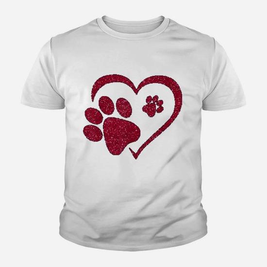 Paw Print Heart Dog Cat Owner Lover Girl Valentine Day Shirt
