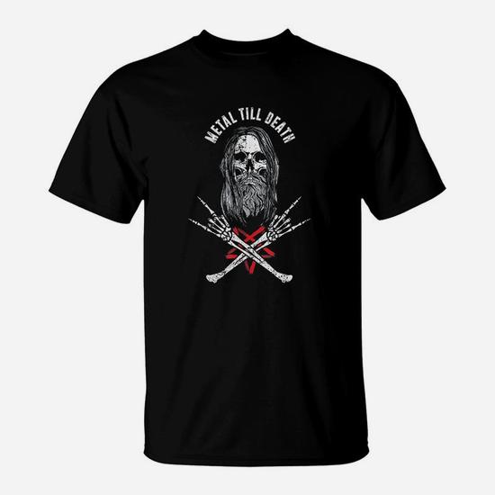 Rock Heavy Metal Till Death - Bearded Skull Metalhead Shirt Rock Heavy Metal Till Death - Bearded Skull Metalhead Shirt