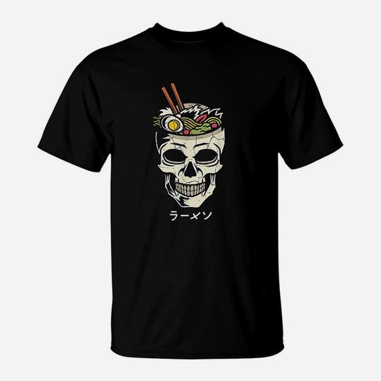 Vintage Japanese Ramen Noodles T-Shirt Skull Brain Graphic Vintage Japanese Ramen Noodles T-Shirt Skull Brain Graphic