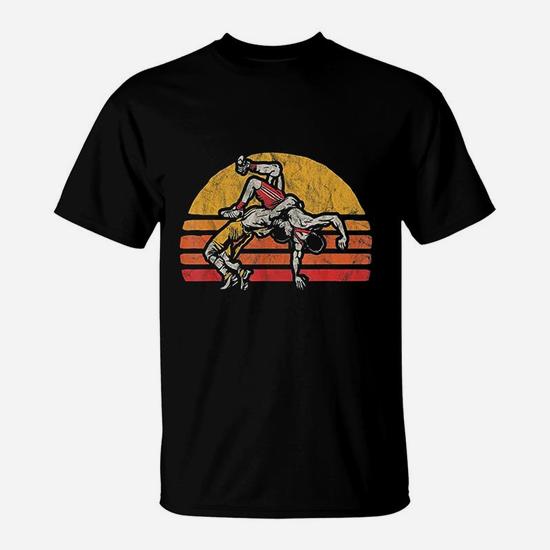 Vintage Wrestling Graphic T-Shirt - Two Wrestlers And Sun