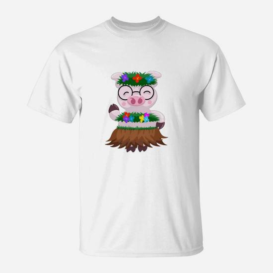 Cool Hawaiian Luau Pig Boar Hula Dancing T-Shirt