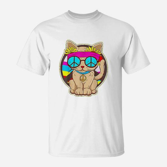 Hippie Cat Peace Design T-Shirt Hippie Cat Peace Design T-Shirt