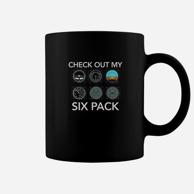 Pilot Aviation Check Out My Six Pack Flying Airplane Coffee Mug Seseable