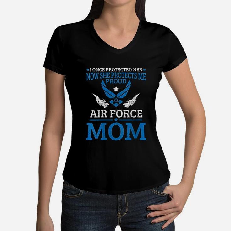 Air Force Mom Pride Us Usaf Daughter Proud Mother Gift Women V-Neck T-Shirt