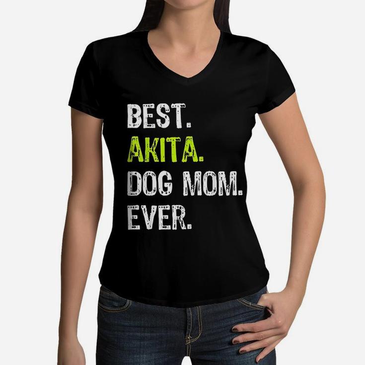Akita Dog Mom Mothers Day Dog Lovers Women V-Neck T-Shirt