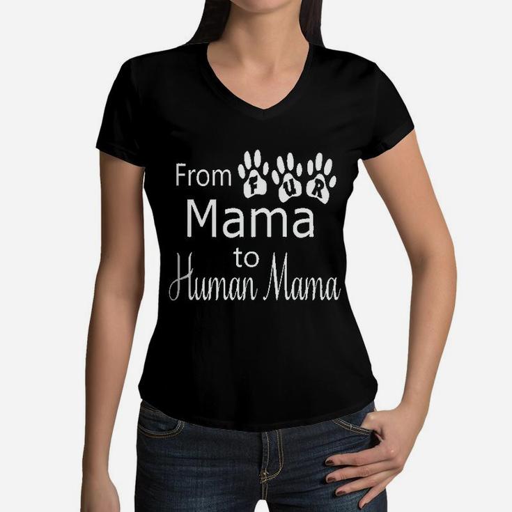 Amazing Retro From Fur Mama To Human Mama Women V-Neck T-Shirt