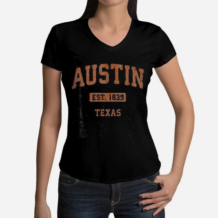 Austin Texas Tx Vintage Athletic Sports Women V-Neck T-Shirt