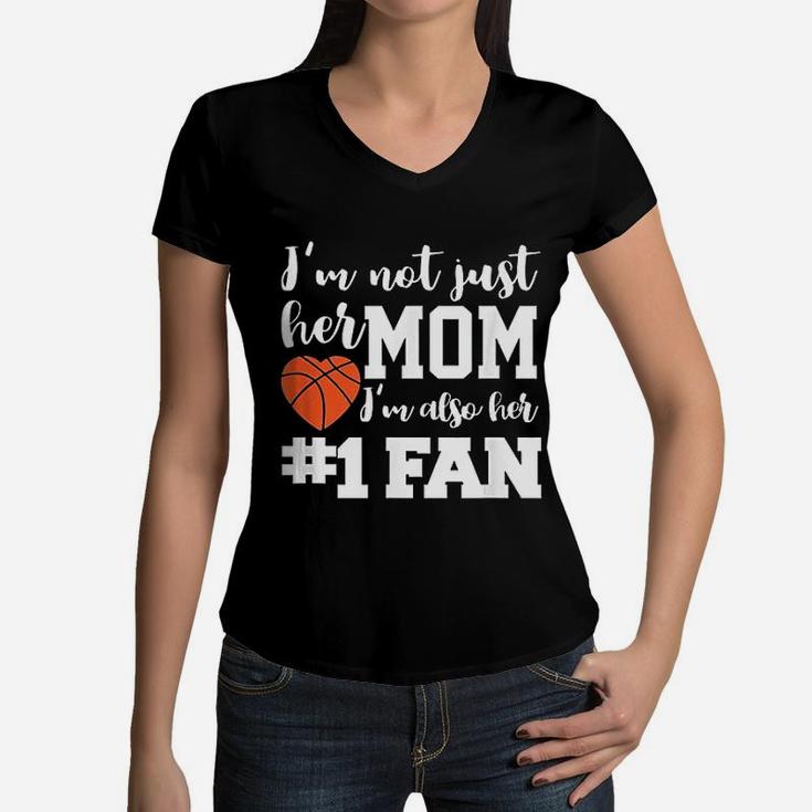 Basketball Mom Number One Fan Basketball Mothers Women V-Neck T-Shirt