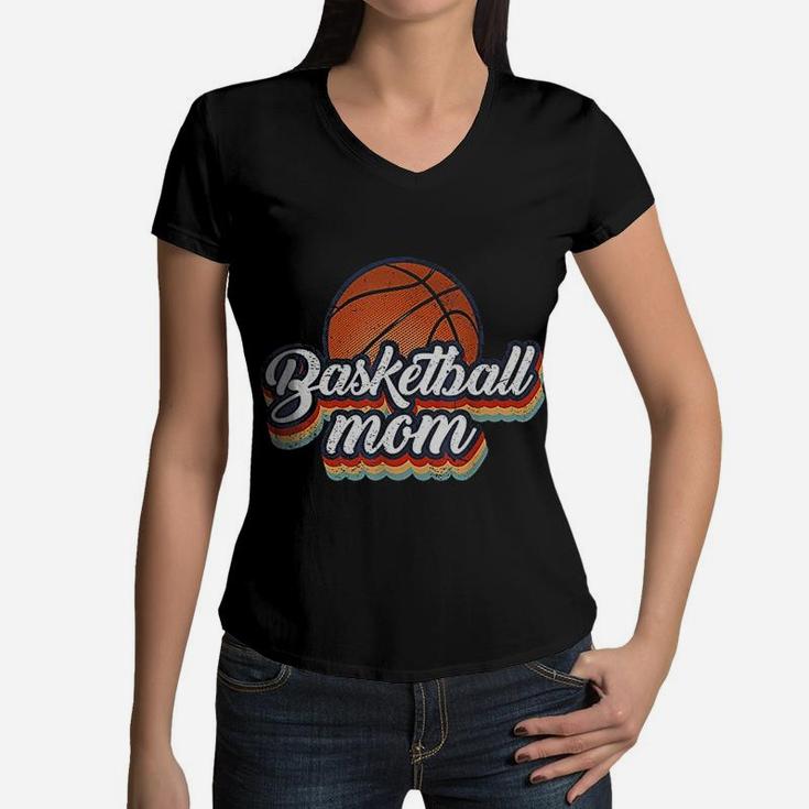Basketball Mom Vintage 90s Style Basketball Mother Gift Women V-Neck T-Shirt