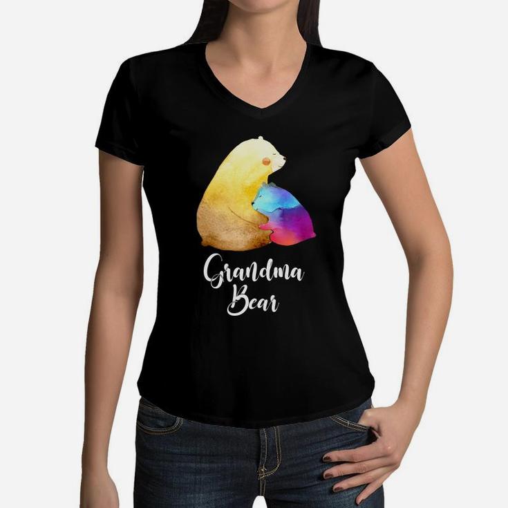 Bear Mom Grandma Bear Women V-Neck T-Shirt