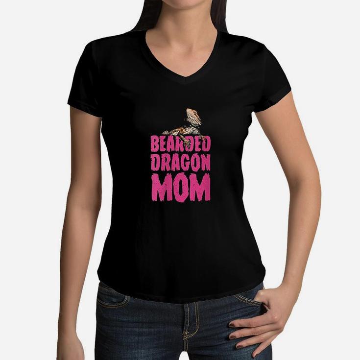 Bearded Dragon Mom Women Kids Funny Bearded Dragon Gift Women V-Neck T-Shirt