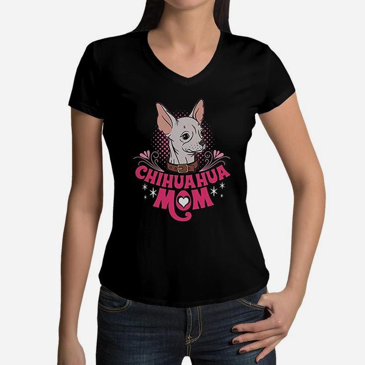 Best Chihuahua Dad Ever Chihuahua Mom Women V-Neck T-Shirt