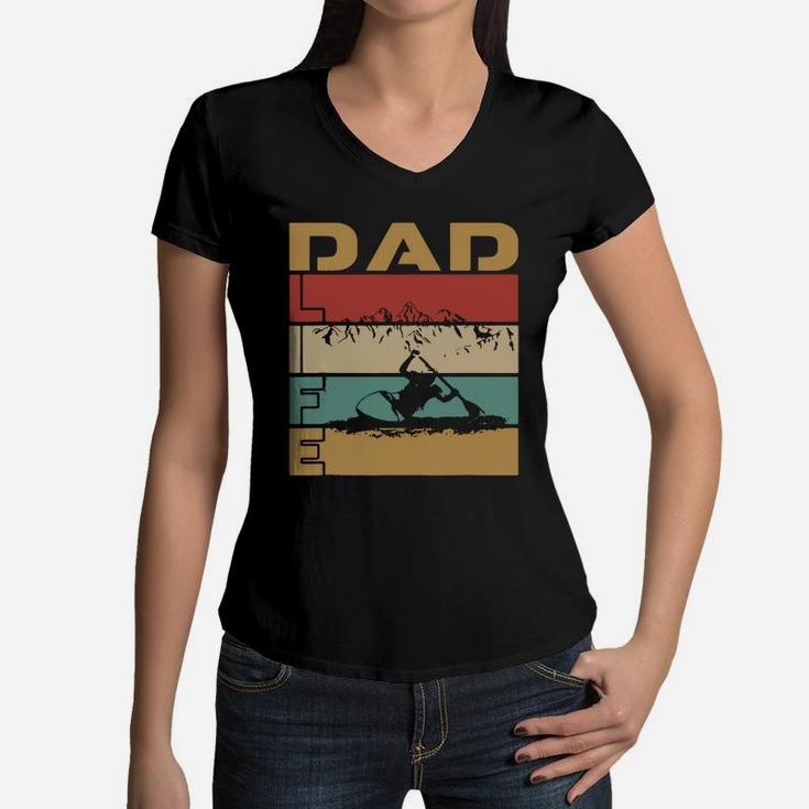 Best Dad Life Kayaking Adventure Sports Vintage Women V-Neck T-Shirt