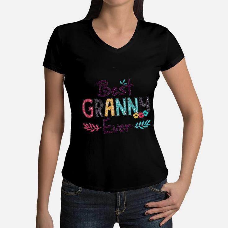 Best Granny Ever For Gift Floral Flower Decoration Mothers Day Grandma Women V-Neck T-Shirt