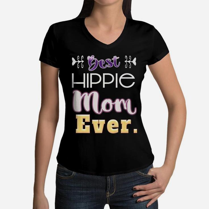 Best Hippie Mom Ever Clever Mama Women V-Neck T-Shirt