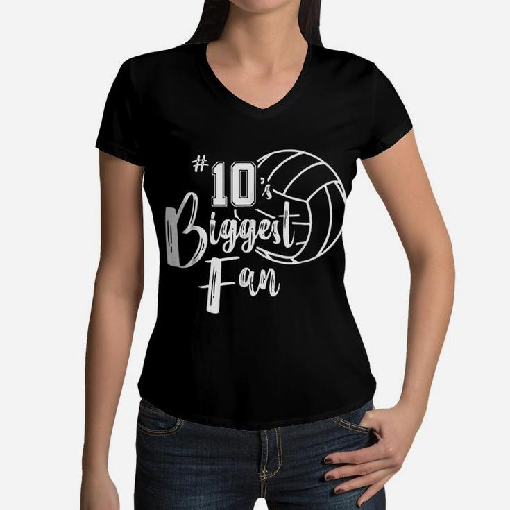 Biggest Fan Volleyball Mom Volleyball Dad Women V-Neck T-Shirt