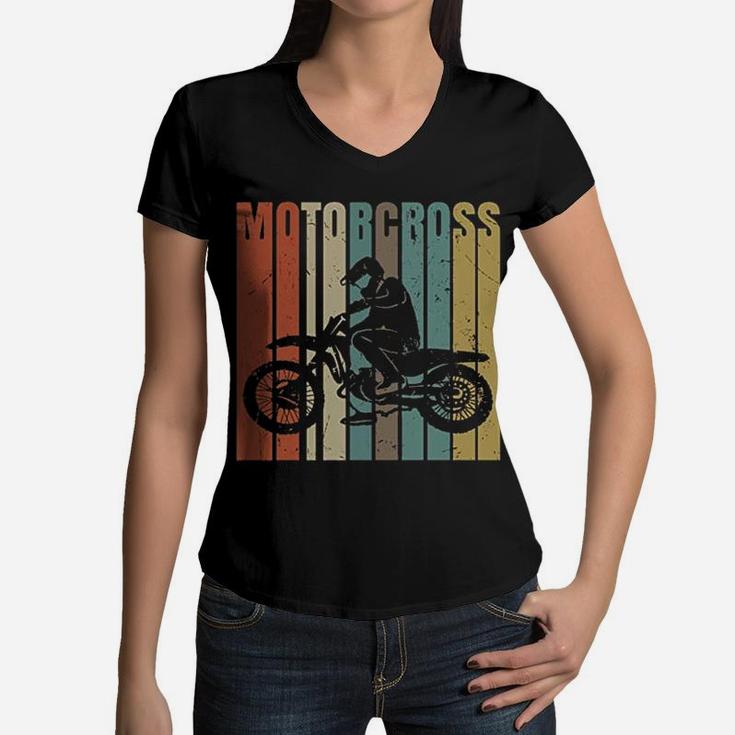 Bike Love Motocross Vintage Dirt Bike Retro Sportbike Women V-Neck T-Shirt