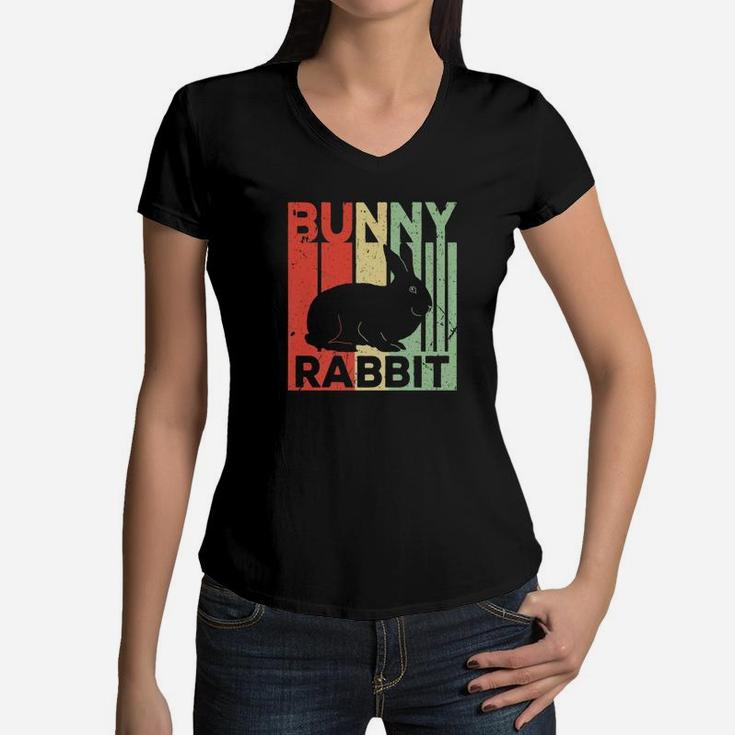 Bunny Rabbit Vintage Retro Unisex Premium Women V-Neck T-Shirt