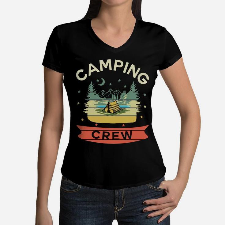 Camping Crew Camp Lovers Awesome Night In The Forest Women V-Neck T-Shirt