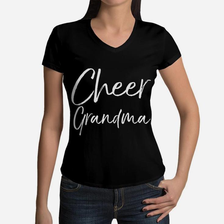 Cheerleader Grandmother Gift Cheer Grandma Women V-Neck T-Shirt