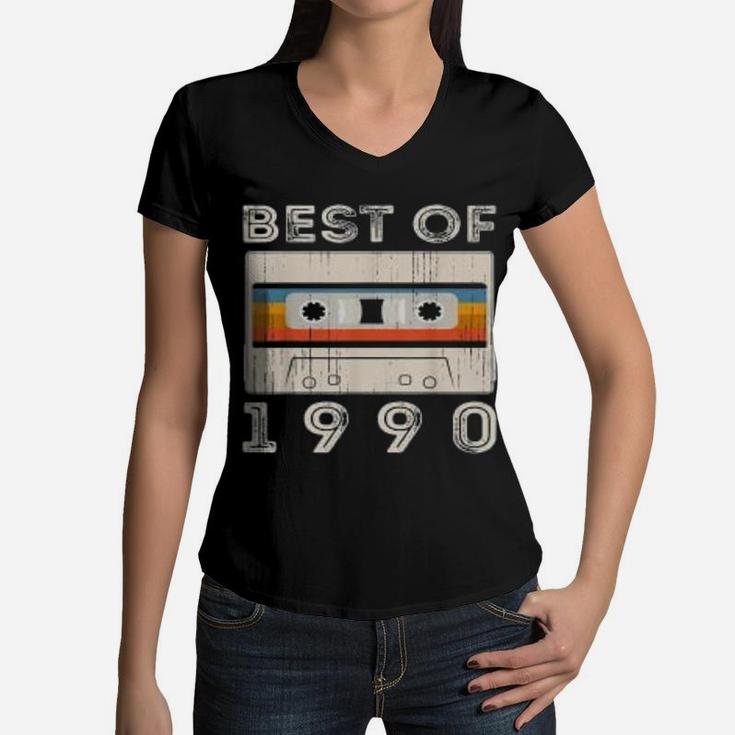 Classic 1990 Retro Cassette Tape Vintage Women V-Neck T-Shirt