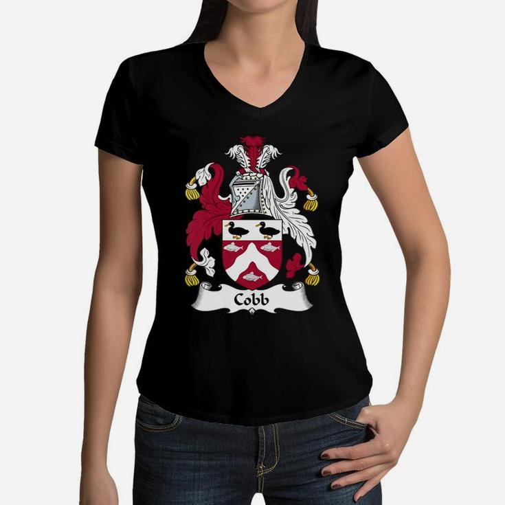 Cobb Family Crest / Coat Of Arms British Family Crests Women V-Neck T-Shirt