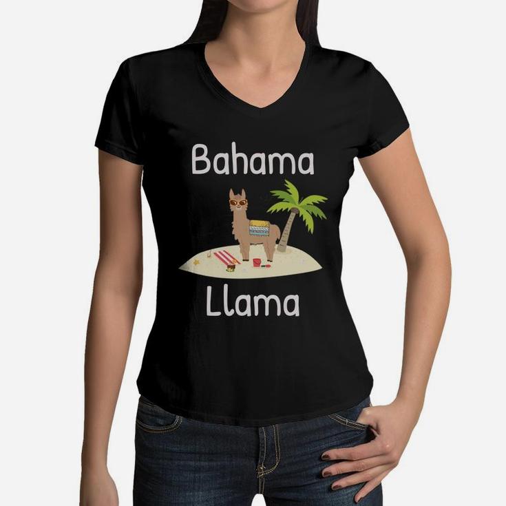 Cute And Funny Llama Vacation For The Whole Family Women V-Neck T-Shirt