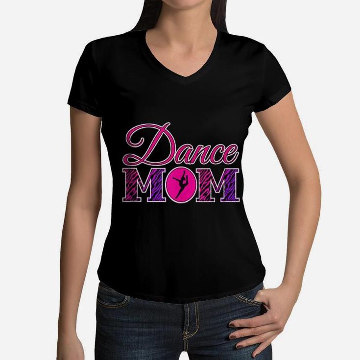 Cute Dance Mom Gift Zebra Print Dance Mom Women V-Neck T-Shirt