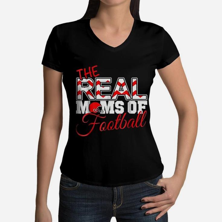 Cute Football Mom The Real Moms Of Football Women V-Neck T-Shirt