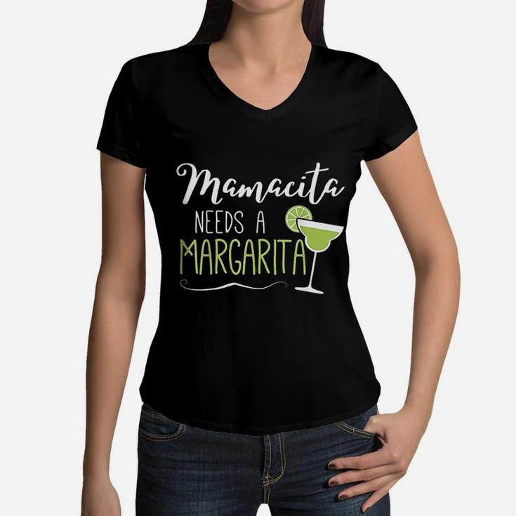 Cute Margaritas Senoritas Mamacita Needs A Margarita Women V-Neck T-Shirt