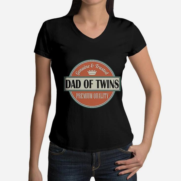 Dad Of Twins Vintage Women V-Neck T-Shirt