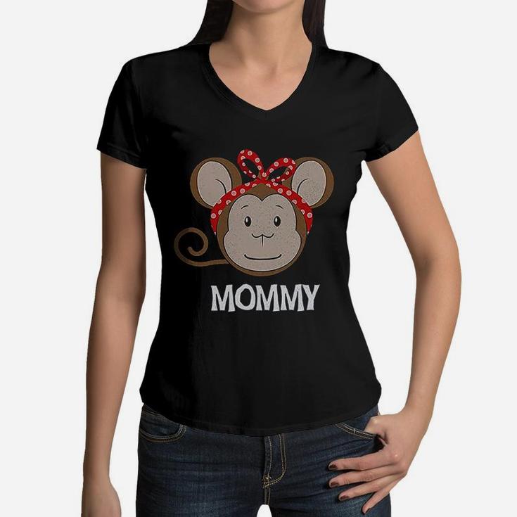 Daddy Mommy Monkey Personalized Family Monkey Women V-Neck T-Shirt