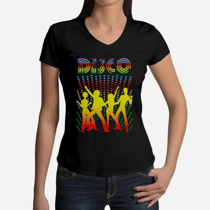 Disco T-shirt - Vintage Style Dancing Retro Disco Shirt Women V-Neck T-Shirt
