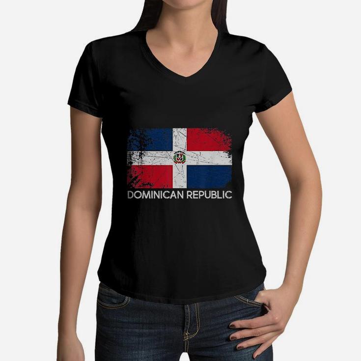 Dominican Flag Vintage Made In Dominican Republic Women V-Neck T-Shirt