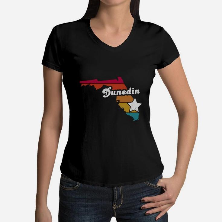 Dunedin Florida Vintage Distressed Souvenir Women V-Neck T-Shirt