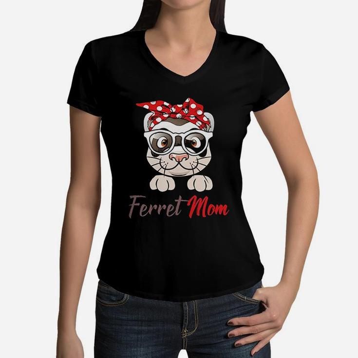 Ferret Mom Funny Women V-Neck T-Shirt