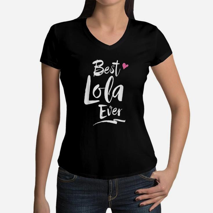 Filipino For Grandma Grandmother Best Lola Ever Women V-Neck T-Shirt