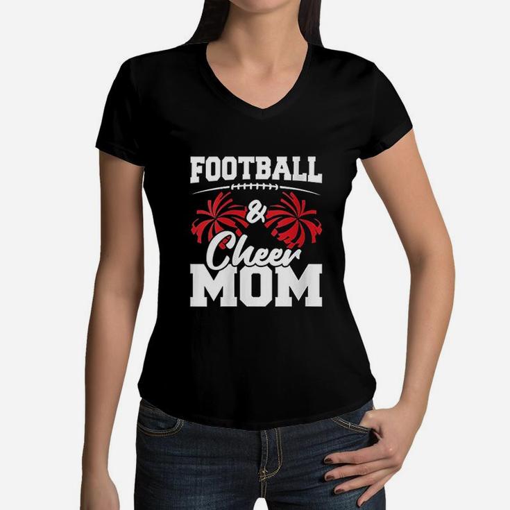 Football And Cheer Mom High School Sports Cheerleading Women V-Neck T-Shirt