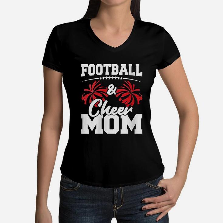 Football And Cheer Mom High School Sports Women V-Neck T-Shirt