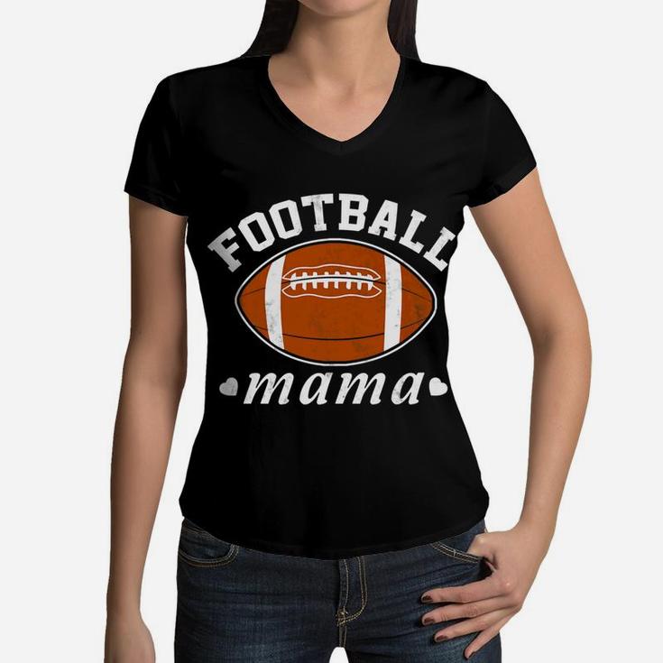 Football Mom For Women Football Mama Women V-Neck T-Shirt