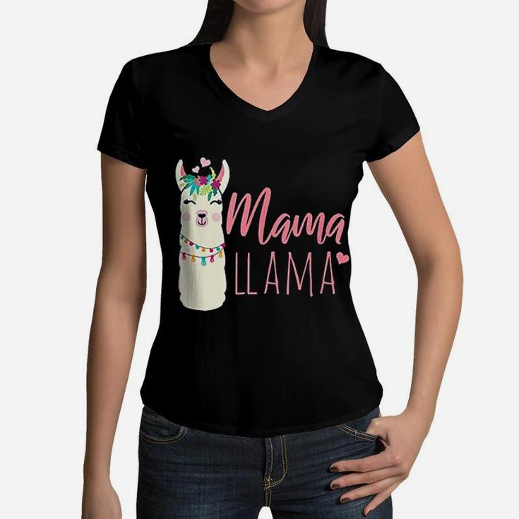 Funny Llamas Momma Meme Cute Women V-Neck T-Shirt