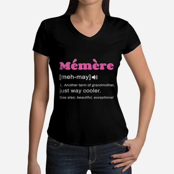 Funny Memere Definition Gift For French Grandmother Women V-Neck T-Shirt